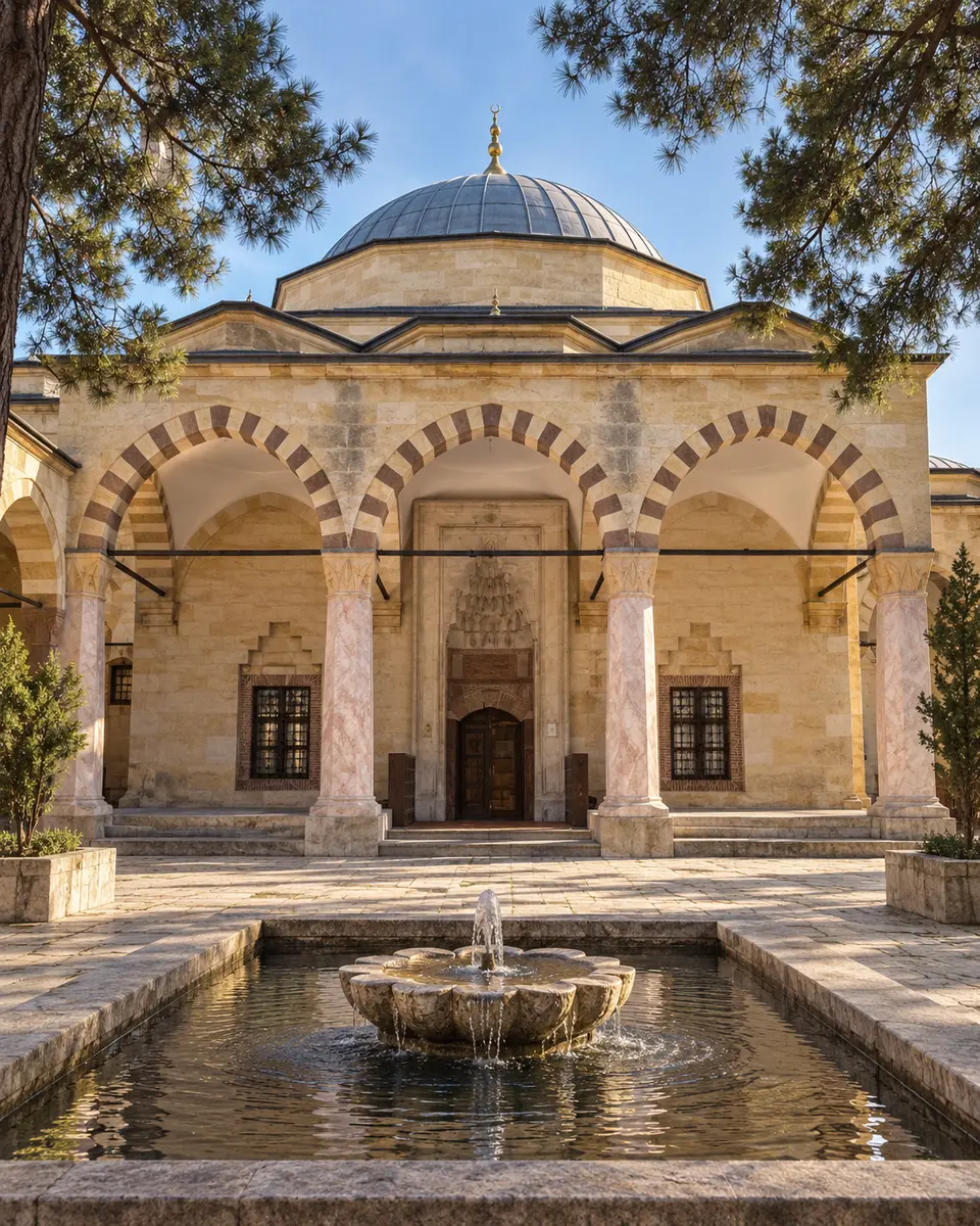 Arcaded portico and fountain courtyard of the Yakup Ağa Mosque — representative image