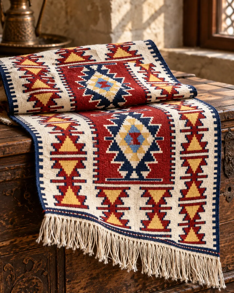 nazli kilim – doğal kıvrımlar ve yakın çekimle Kastamonu esintili dekoratif mockup